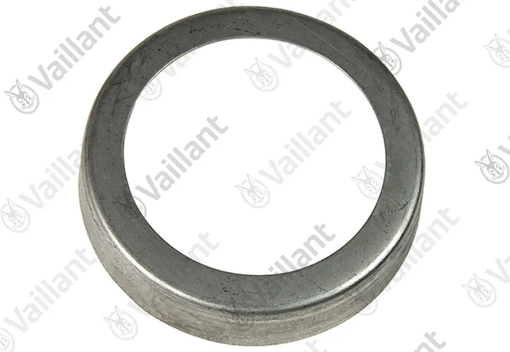 Metallische Abgasblende von Vaillant mit rundem Durchmesser und flacher Form, geeignet für Abgasanlagen.